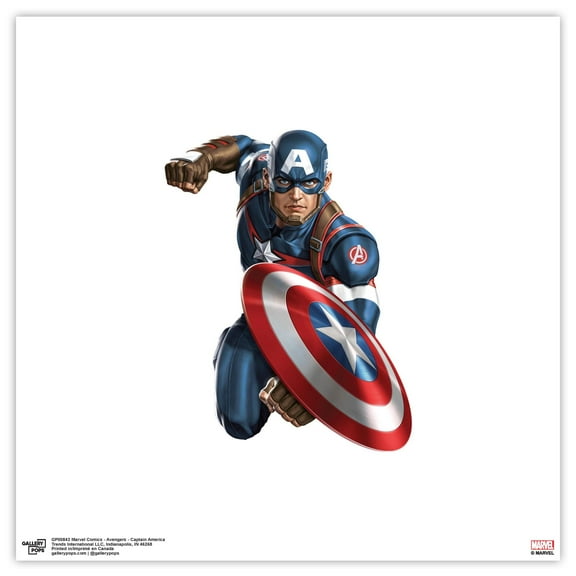 Gallery Pops Marvel Comics Avengers - Captain America Wall Art, Unframed Version, 12" x 12"