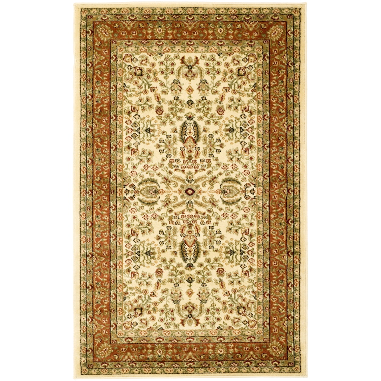 SAFAVIEH Lyndhurst Elizabeth Traditional Floral Runner Rug, Ivory/Rust, 2'3" x 8'