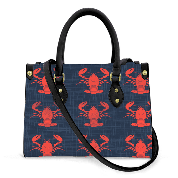 Purse Tote Bag for Women Leather Handbag, Satchel Shoulder Crossbody Top Handle Bags for Work Travel, Lobster Pattern , BLACK