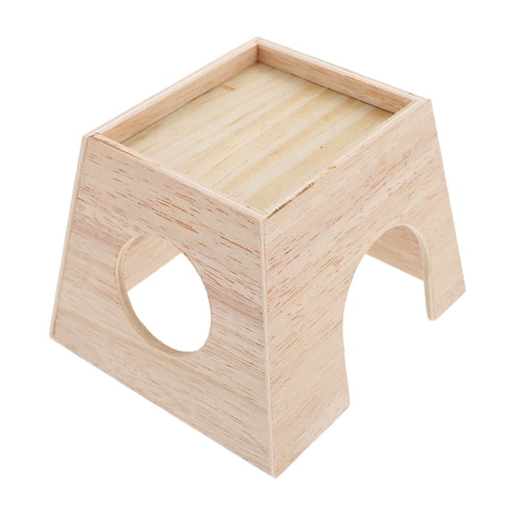 KONTONTY Hamster Hideout Wood Wooden Small Pet Nest Khaki 1Pcs