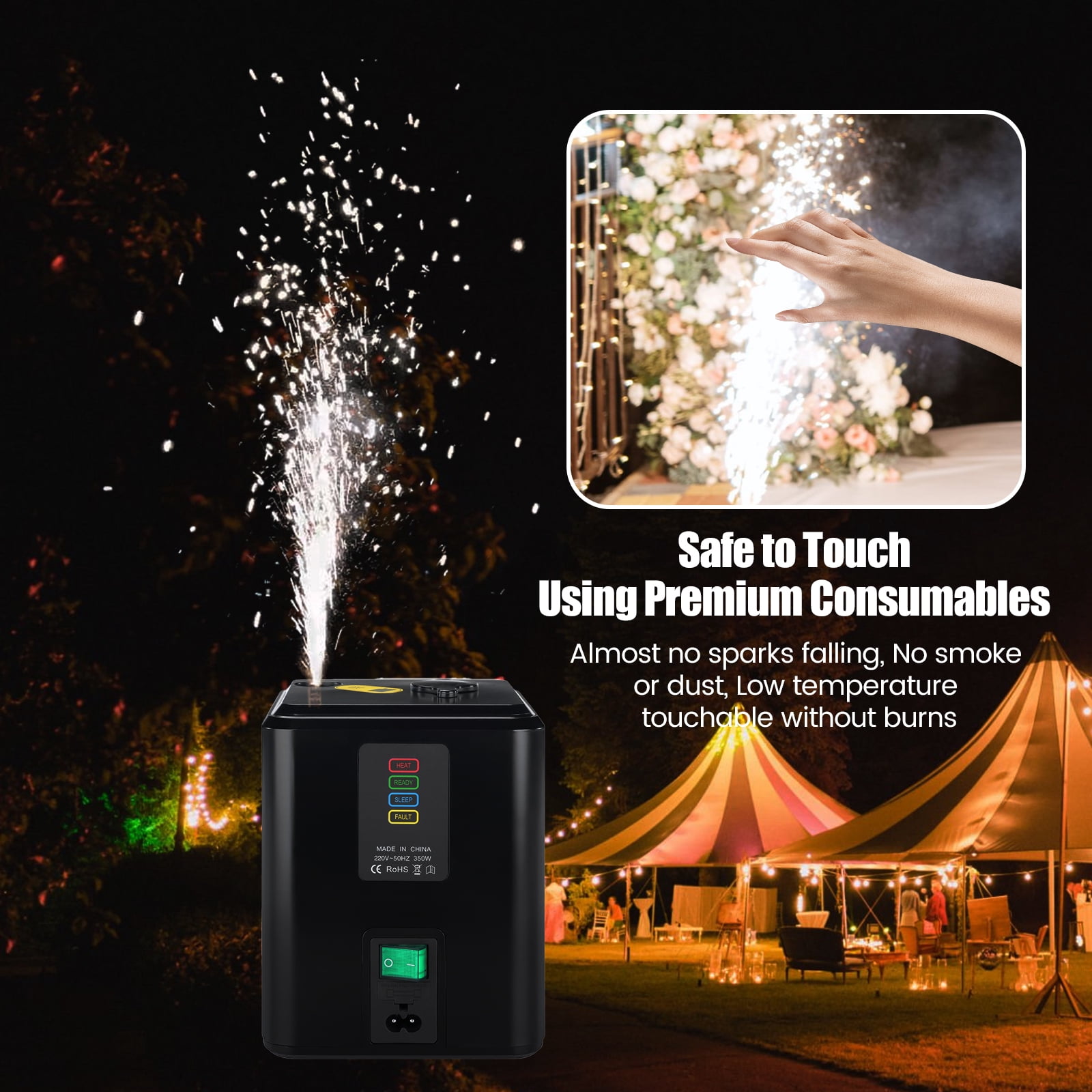 1PCS Cold Spark Machine, Portable & Compact Machine with Remote Control, Special Effects Machine for Weddings/Stages/Events (Not Include Consumables)