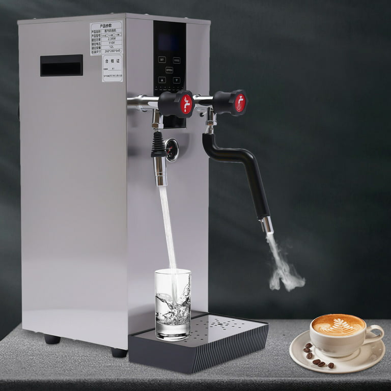 Miumaeov Commercial Milk Frother 110V Steam Milk Bubble Machine Stainless Steel Large Electric Milk Foam Maker Steam Espresso Machine with LED Display