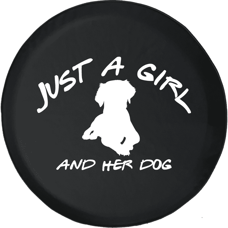A girl her dog clearance and her jeep tire cover