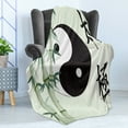 thumbnail image 4 of Yin Yang Soft Flannel Fleece Throw Blanket, Taiji Philosophy for Oneness Before Duality Themed Calligraphy Bamboo Yin Yang, Cozy Plush for Indoor and Outdoor Use, 50" x 70", Multicolor, by Ambesonne, 4 of 5
