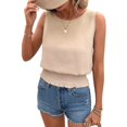 thumbnail image 2 of Womens Crew Neck Crop Tank Tops Cute Summer Sleeveless Smocked Tops  S, 2 of 9