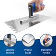 thumbnail image 2 of GHSDFBB Tile Trowel 0.5"x0.5" | Best Stainless Steel Square Notched Trowel | Toothed Smoothing Tool., 2 of 7