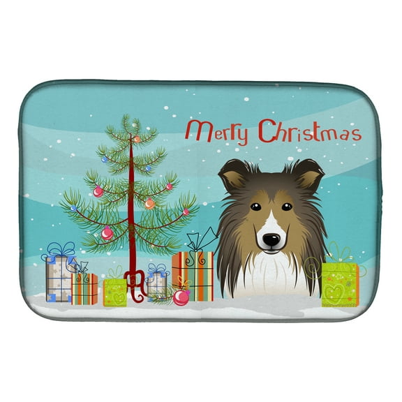 Christmas Tree and Sheltie Dish Drying Mat