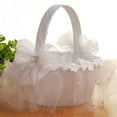 thumbnail image 6 of SPRING PARK Flower Basket Romantic White Lace Storage Satin Flower Girl Basket for Wedding Ceremony Party Decoration, 6 of 7
