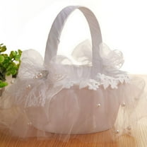 leaveforme 1 Pcs Flower Girl Baskets for Wedding,White Flower Girl Basket,Large Wedding Baskets for Flower Girls