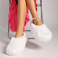 thumbnail image 5 of Primegos Women Fuzzy Mules Faux Fur Plush Slippers Fluffy Long Hair Slip-on Slides Non-Slip Home Shoes for Street Running Errands, 5 of 8