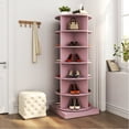 thumbnail image 2 of Pink 6-layer 360 Rotating Shoe Console - Save Space, Stores 24 Pairs, Meets Family Requirements, Easy Assembly Formation, Stylish Feature Rack Storage Organizer Bin Cabinet In Pink, 6 Layers,, 2 of 3
