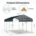 thumbnail image 6 of YOKWOK 15'x10' Heavy Duty Metal Carport Sturdy Structure, All Weather Protection, Easy Assembly for Cars, Trucks, Boats, Tractors, and Outdoor Storage, Grey, 6 of 8