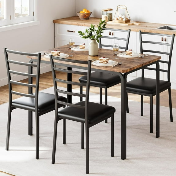 GAOMON 5-Piece Dining Table Set for 4, Small Square Kitchen Table with 4 Chairs, Space-Saving Modern Dinette Furniture for Breakfast Nook, Apartment, or Home Office