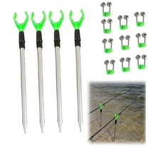 Emlimny 4 Pack Telescopic Fishing Rod Holders with 10 Alarm Bells for Ground Fishing Rod Holders Stand Fishing Pole Rack