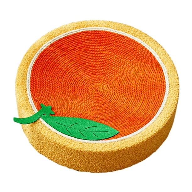 Cama rascadora para gatos con diseño de dibujos animados, base antideslizante, redonda, 40 cm. Naranja