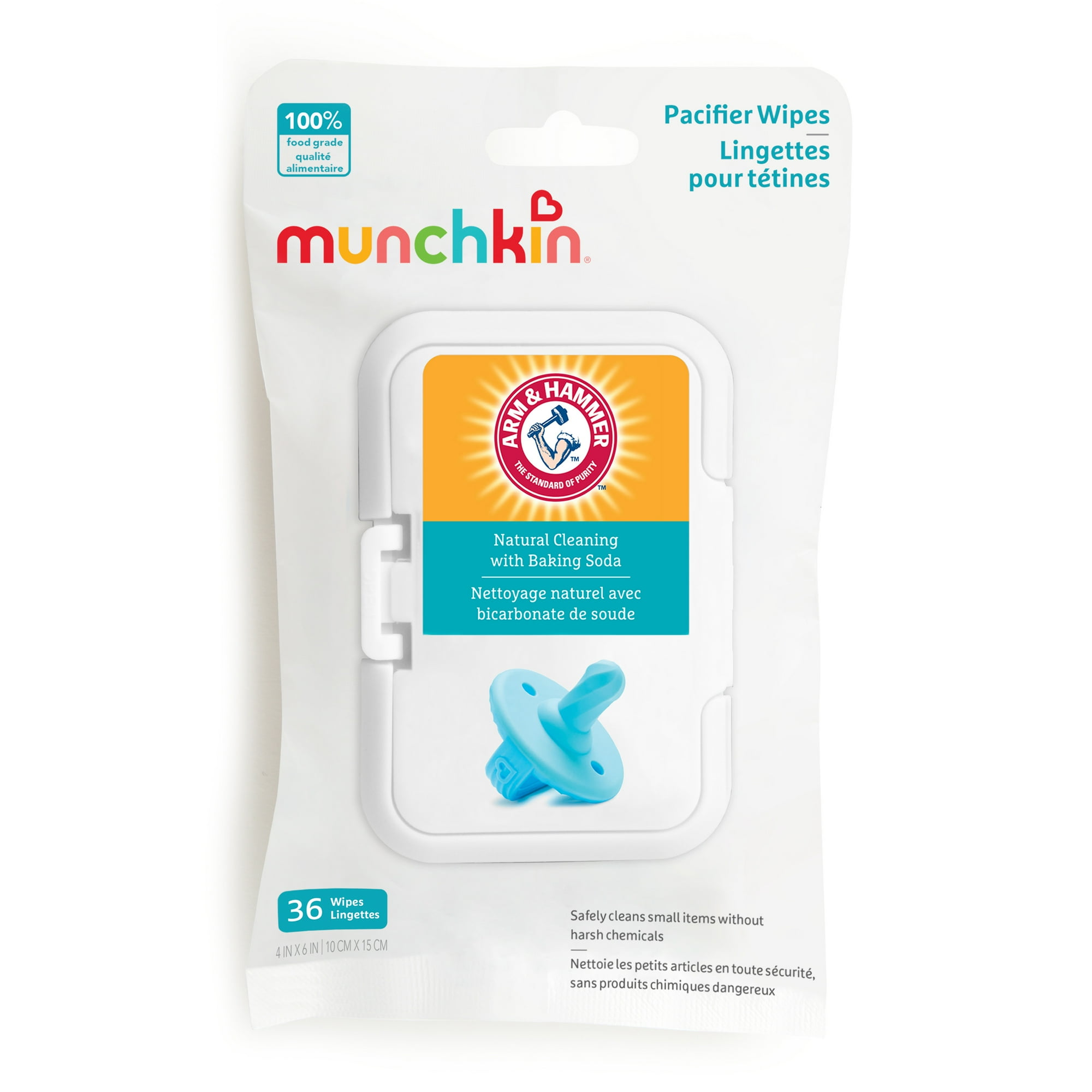 Munchkin® Arm & Hammer Pacifier Wipes, Safely Cleans Feeding Essentials, 36 Wipes, 1 Pack
