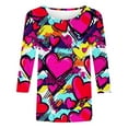 thumbnail image 5 of Feancey Womens Plus Size Tunic Tops 3/4 Sleeve Valentine Shirt for Date Night Cute Love Heart Printed Loose T-Shirts Dressy Casual Work Blouse Yellow 4XL, 5 of 7