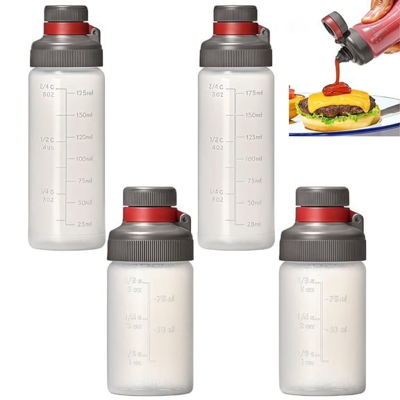 4PCS Versatile Plastic Squeeze Bottle With Press Design for Kitchen Condiments