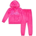 thumbnail image 1 of Conjunto de pantalones con capucha y cremallera de terciopelo para niñas pequeñas, color rosa 6, 1 of 6