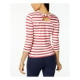 thumbnail image 2 of MAISON JULES Womens Pink Striped Bow Embellished Top XS, 2 of 3