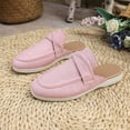 thumbnail image 4 of Ladies 2026 Summer Flat Shoes Ethnic Solid Color Closed Toe Backless Mules Soft Sole Lightweight Cushioned Orthopedic Arch Support Wide Toe Box Comfort Walking Daily Footwear Pink 38, 4 of 9