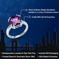 thumbnail image 2 of Gem Stone King 925 Sterling Silver Purple Amethyst Solitaire Ring for Women (3.45 Cttw, Cushion Checkerboard 10MM, Gemstone Birthstone, Available in Size 5, 6, 7, 8, 9), 2 of 6