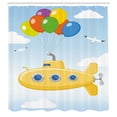 thumbnail image 3 of Ambesonne Yellow Submarine Shower Curtain, Flying in Sky, 69"Wx70"L, Multicolor, 3 of 5