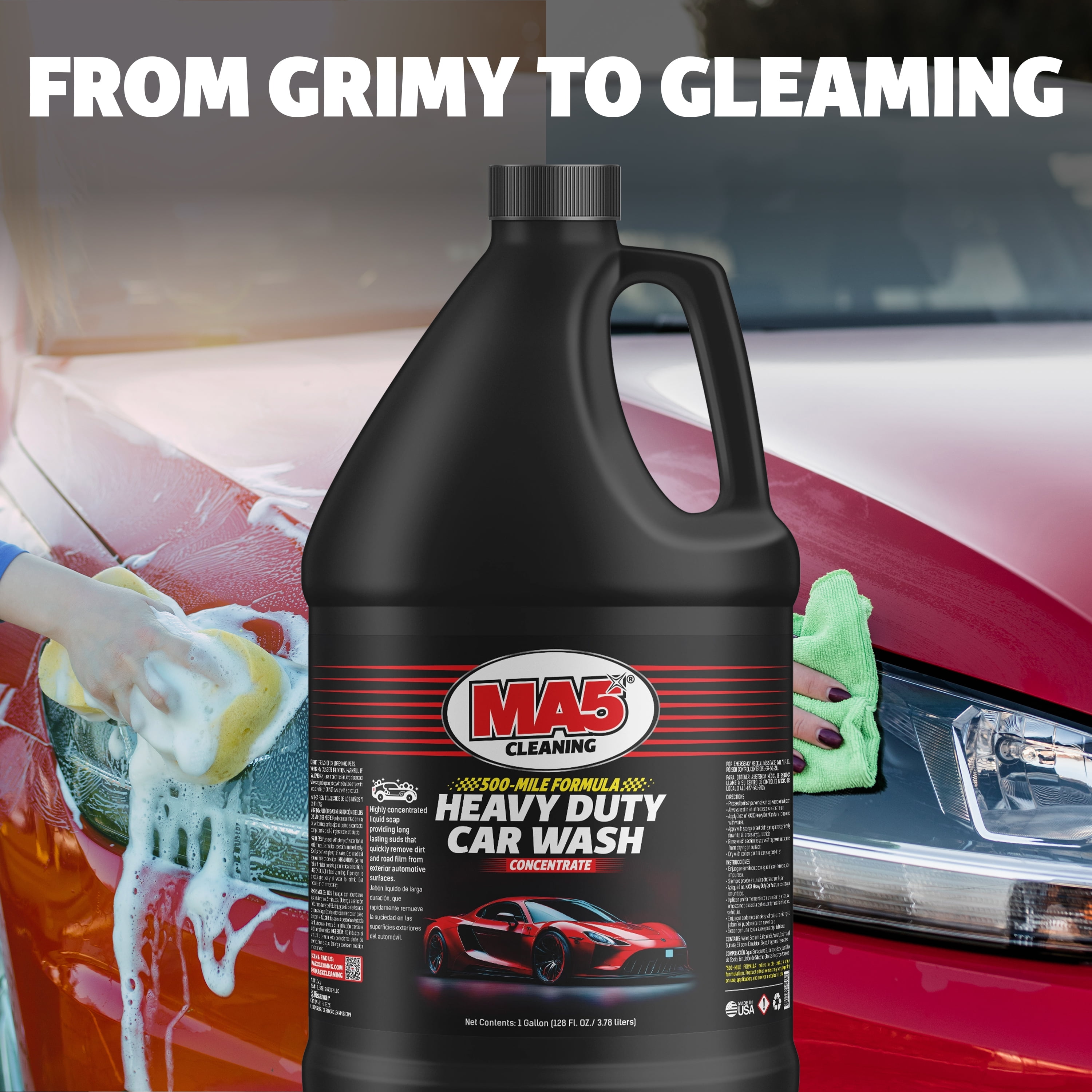 MA5x Car Wash Soap - Concentrated, pH Balanced - High Performance Foaming Car Wash Soap - Gallon - Pack of 1