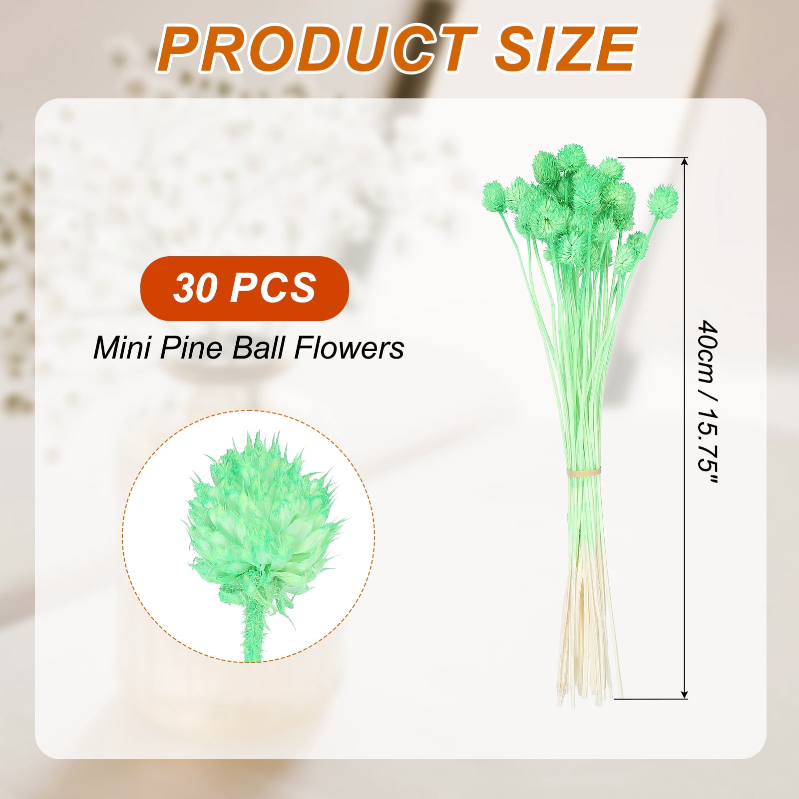 Uxcell Dried Flowers for Vase, Mini Pine Ball Flowers Natural Bouquet Bulk Fall Dried Pine Ball Naturally for Home Wedding Green