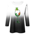 thumbnail image 4 of KIHOUT Nouveaux Hauts de la Saint-Patrick pour Femmes, Blouse Dégradée Mode Féminine Verte Imprimée Graphique Col Rond Manches 3/4 T-Shirt Ample, Taille P-3TG, 4 of 4