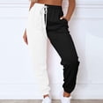 thumbnail image 2 of Hfyihgf Womens Color Block Y2k Baggy Sweatpants Drawstring High Waist Joggers Pants Trendy Relaxed Fit Trousers with Pockets(Black,L), 2 of 8