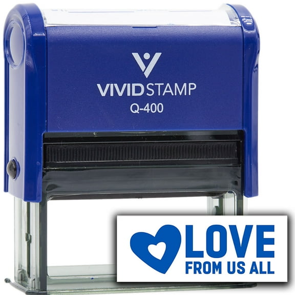 Vivid Stamp Love From Us All Self Inking Rubber Stamp (Blue Ink) - Q-400