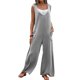 thumbnail image 2 of VISgogo Mono para mujer, elegante, sin mangas, patchwork, suelto, largo, pierna ancha, pantalones con bolsillos VISgogo  moda, 2 of 9