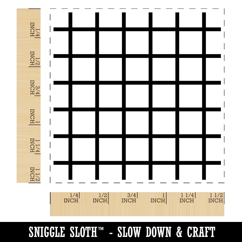 Grid Lines Self-Inking Rubber Stamp Ink Stamper - Black Ink - Large 1-1/2 Inch