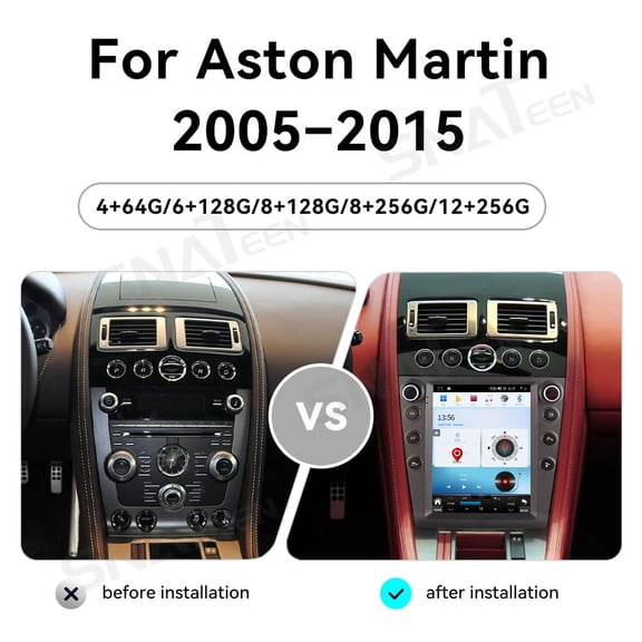 10.4 inch Carplay Screen/Radio/Multimedia Player for Aston Martin 2005-2015 models Universal Car Navigation/GPS Upgrade HeadUnit Android Display 1080P Touch Screen Receiver Replace System