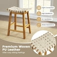 thumbnail image 6 of 25.5 Inch Faux PU Leather Bar Stools Set of 2 with Woven Curved Seat Natural, 6 of 8