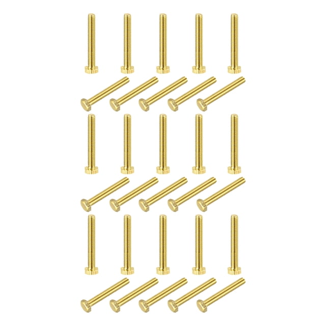 Unique Bargains Brass Hex Bolts, M4x30mm 30 Pack Fully Thread Grade 4.8 Machine Screws