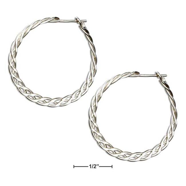 Sterling Silver 925 13mm Flat Celtic Weave Hoop Earrings