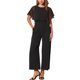 thumbnail image 2 of Mono con mangas acampanadas Inspire Chic para mujer, casual elegante, con cinturón en la cintura, pantalones de pierna ancha, 1 pieza, color negro, 2 of 6