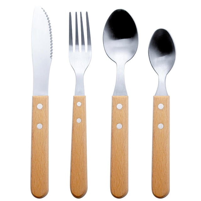 Matsuzay Juego de cubiertos de 4 piezas, tenedor, cuchillo, cuchara y cuchara de té, acero inoxidable, exquisito y delicado con mango de para cena Cocina y Comedor Matsuzay HA018454-00