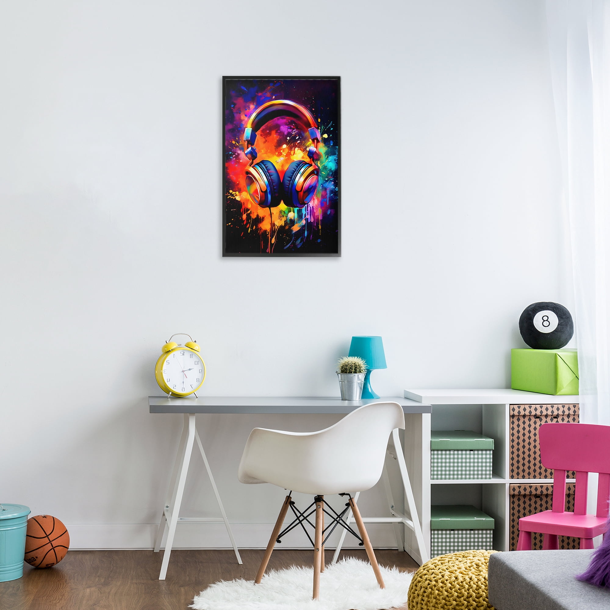 Stupell Industries Musical Color Pop Splash Black Framed Giclee Art, design by Creative Studio