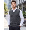 thumbnail image 4 of INSPIRE CHIC Men's Sweater Vest V Neck Solid Color Knit Sleeveless Top XL Dark Gray, 4 of 5