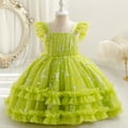 thumbnail image 5 of Toddler Girls Puffy Tulle Dress Ruffle Layered Wedding Party Birthday Communion Princess Dresses Butterfly Ball Gown, 5 of 7