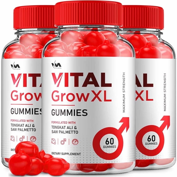 Vital Grow XL Gummies for Men – VitalGrowXL Maximum Performance, Vital GrowXL Overall Daily Health, 3 Pack, 180 Gummies