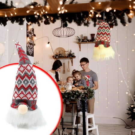 

MENRKOO Xmas Christmas Shiny Bearded Doll Christmas Tree Pendant Small Hanging Knitting Shiny Faceless Doll Doll Dwarf;845
