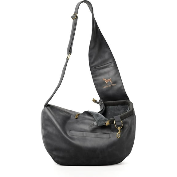 Noah & Paw Dog Sling Carrier for Small Medium Dogs & Puppies, Dog Carrier with Adjustable Padded Strap, Premium Leather, Insulated with Soft Breathable Fur, 3x Safety Feature, Machine Washable