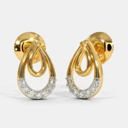 SILBERO INDIA The Zanya Stud Earrings: 18Kt Yellow Gold with 0.088 Ct Diamonds, Exquisite Design