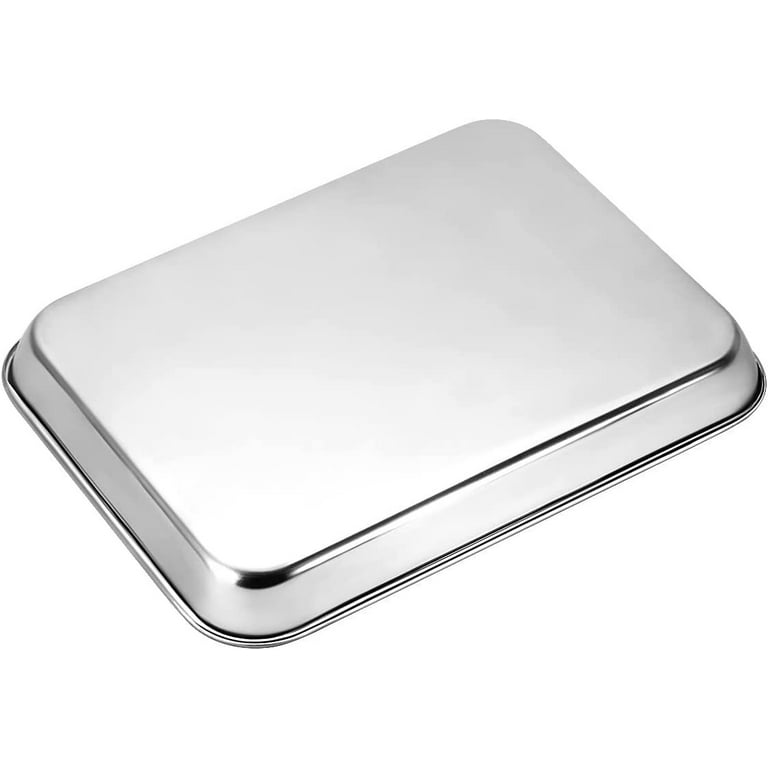WEZVIX Baking Sheet Stainless Steel Baking Tray Cookie Sheet Oven Pan Rectangle Size 9 x 7 x 1 inch, Non Toxic & Healthy, Rust Free & Less Stick