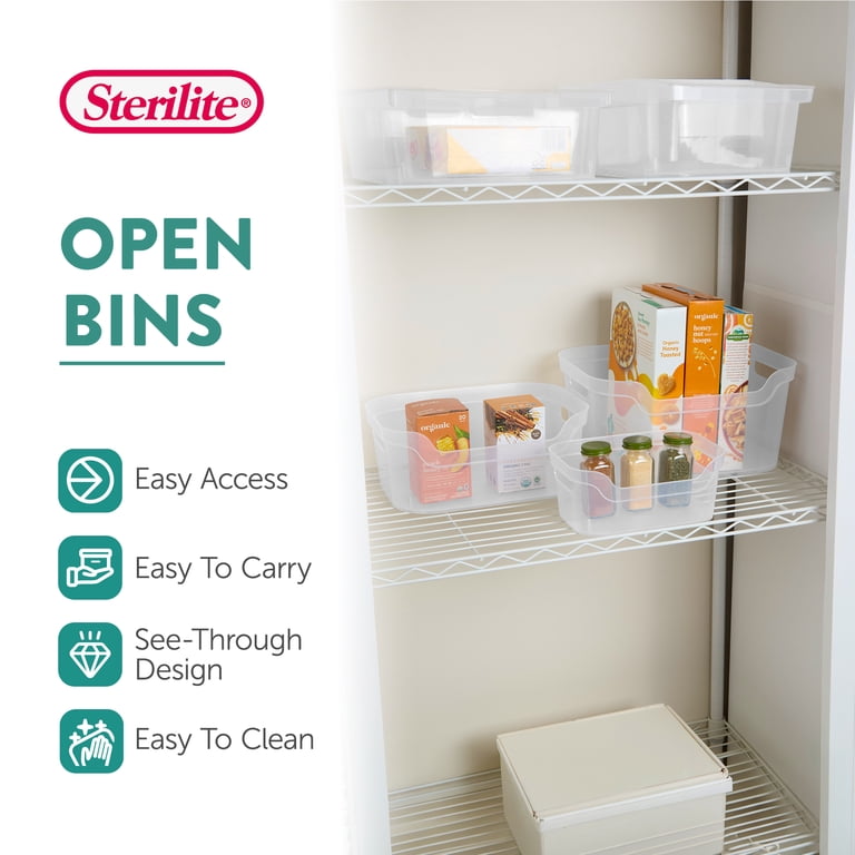 Sterilite Plastic Open Storage Containers with Carry Handles