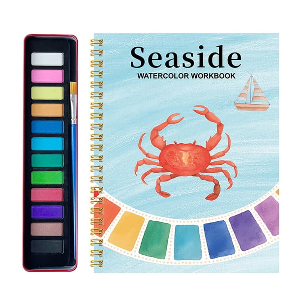 Cuaderno de acuarela, guía de pintura paso a paso, juego de acuarela, libro para colorear con acuarela inspirado en la naturaleza